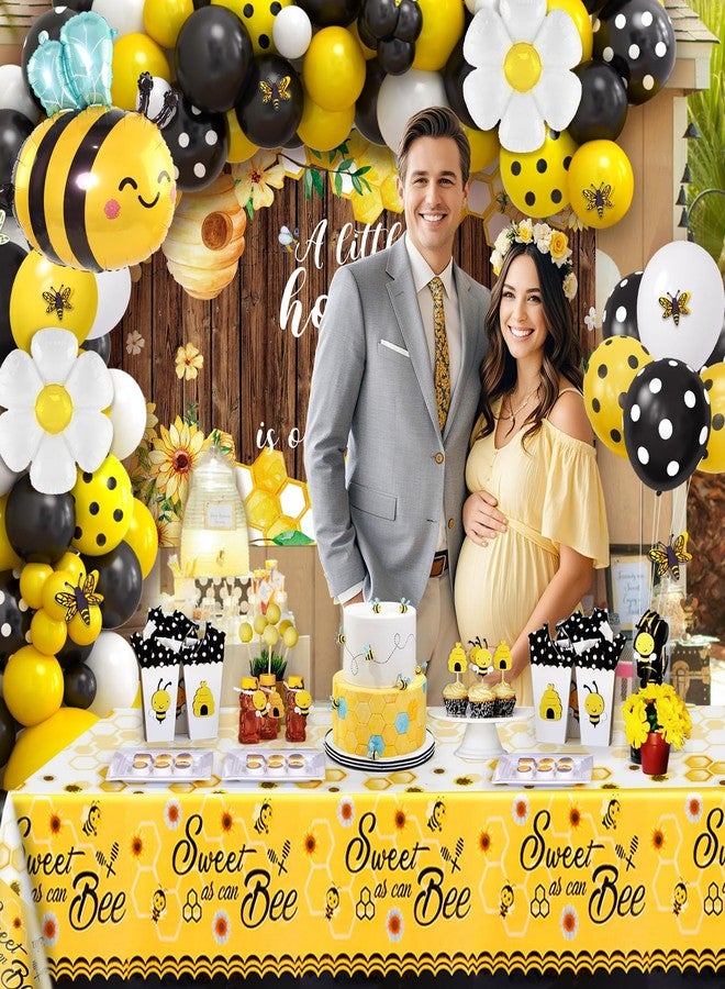 Winrayk 133Pcs Bee Baby Shower Decorations Bumble Bee Themed Baby Shower, Honey Bee Balloon Arch Sweet As Can Bee Tablecloth Backdrop Bee Wall Decor, Birthday Party Supplies Boy Girl Baby Shower Decor - Image 3